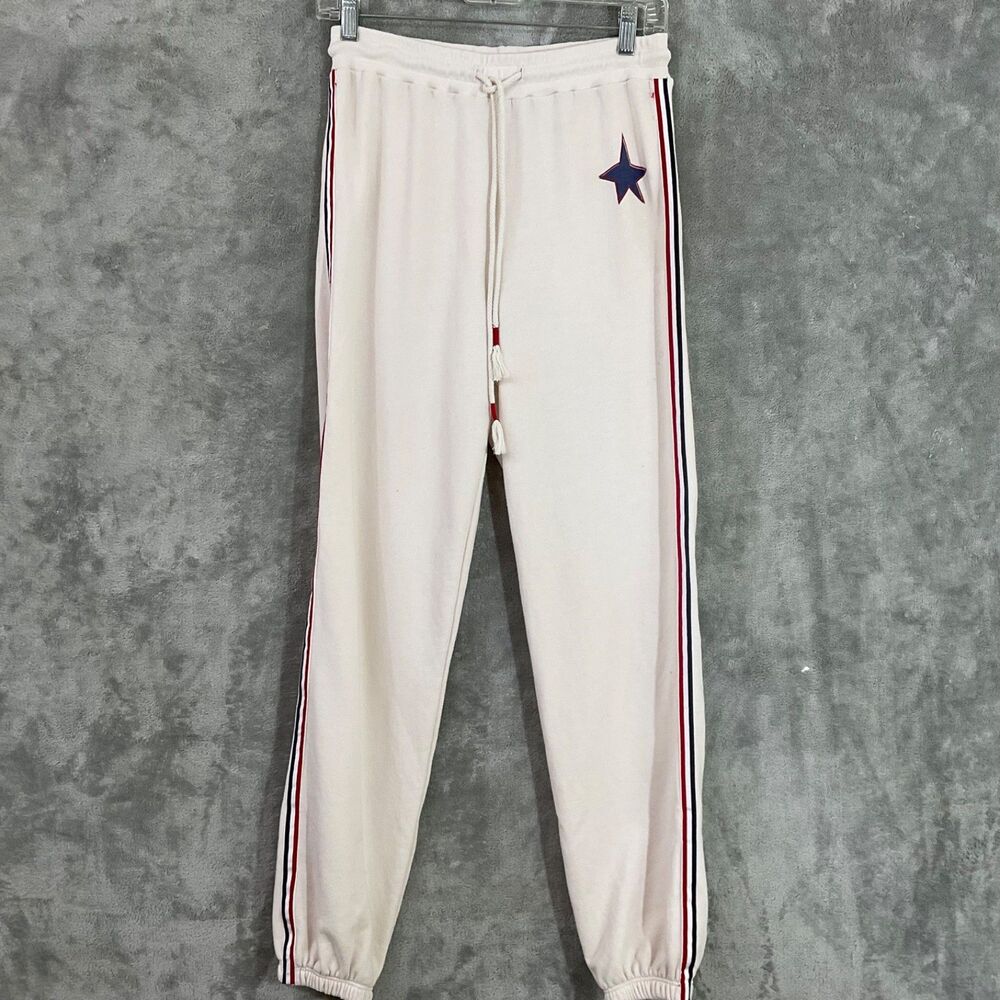 SUNDRY Side Stripe Drawstring Pull On Jogger Sweat Pants women’s size S USA star